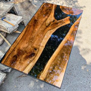 [BSS214] Black Walnut Opacity Solid color Epoxy Table