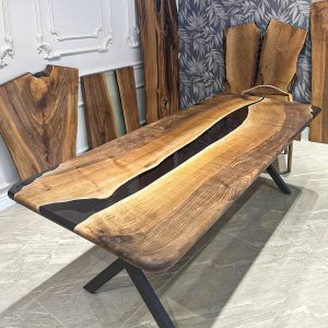 [BSS221] Black Walnut Opacity Solid color Epoxy Table