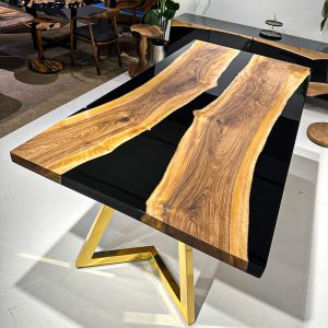 [BSS222] Black Walnut Opacity Solid color Epoxy Table