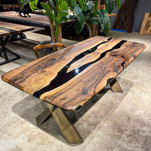 [BSS224] Black Walnut Opacity Solid color Epoxy Table