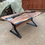 [BST118] Black Walnut Gray Transparent Epoxy Table