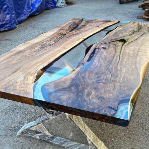 [OST011] Olive wood Transparent Color Epoxy Table