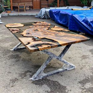 [OST012] Olive wood Transparent Color Epoxy Table