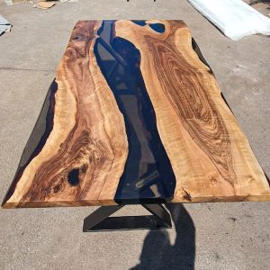 [OST105] Olive wood Gray Transparent Epoxy Table