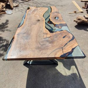 [OST106] Olive wood Gray Transparent Epoxy Table