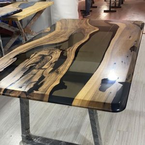 [OST107] Olive wood Gray Transparent Epoxy Table