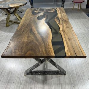 [OST109] Olive wood Gray Transparent Epoxy Table