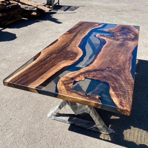 [OST110] Olive wood Gray Transparent Epoxy Table