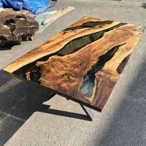 [OST111] Olive wood Gray Transparent Epoxy Table