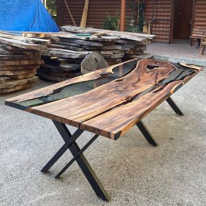 [OST114] Olive wood Gray Transparent Epoxy Table