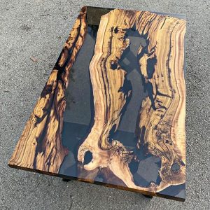 [OST117] Olive wood Gray Transparent Epoxy Table