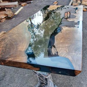 [OST121] Olive wood Gray Transparent Epoxy Table