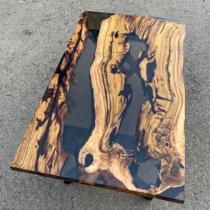 [OST122] Olive wood Gray Transparent Epoxy Table