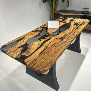 [OST125] Olive wood Gray Transparent Epoxy Table