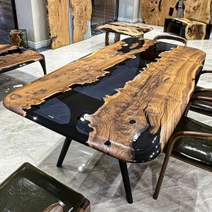 [OST126] Olive wood Gray Transparent Epoxy Table
