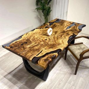 [OST130] Olive wood Gray Transparent Epoxy Table