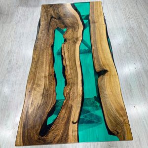 [OST913] Olive wood Square Transparent Epoxy Tables